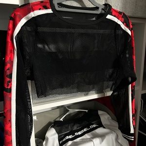 Rebel Athletics black mesh crop top